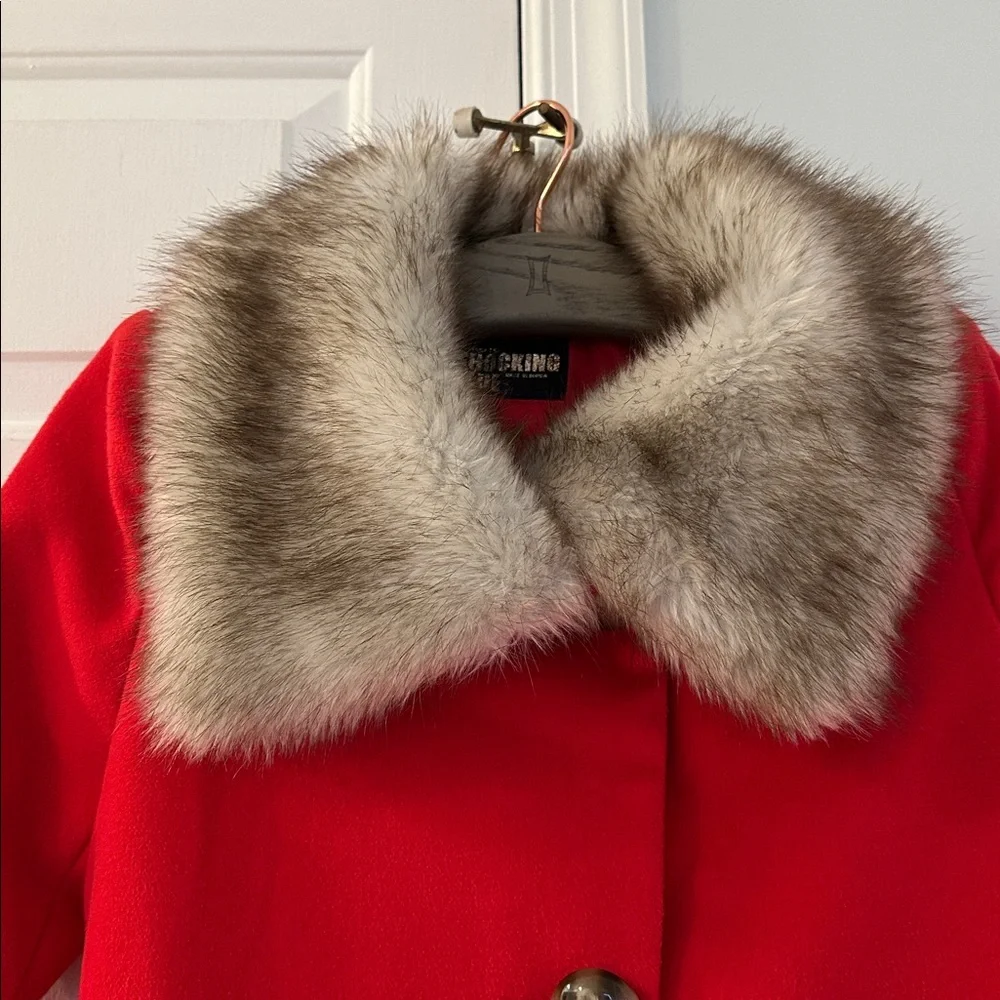 Red Coat with Faux Fur Collar
